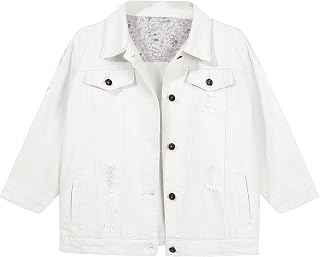 Hixiaohe Women Autumn 3/4 Sleeve Retro Short Denim Jackets Light Blue Jean Coats