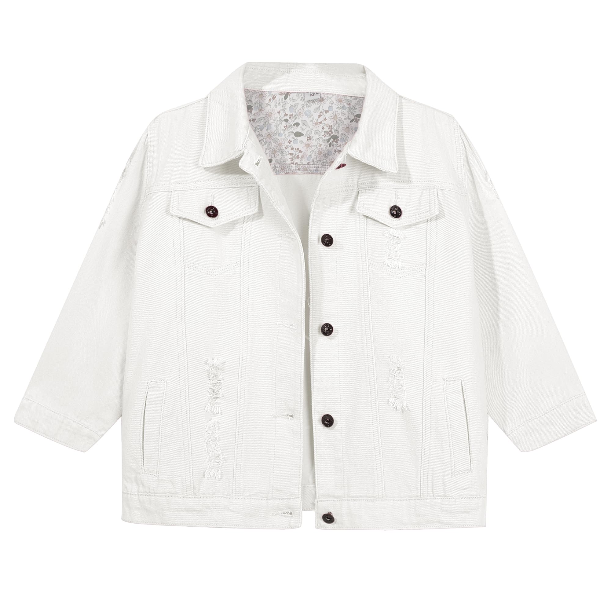 Hixiaohe Women Autumn 3/4 Sleeve Retro Short Denim Jackets Light Blue Jean Coats