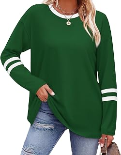 Sampeel Long Sleeve Shirts for Women Color Block Casual Tops Fall Outfits 2026 Basic Tees Trendy Spring Clothes