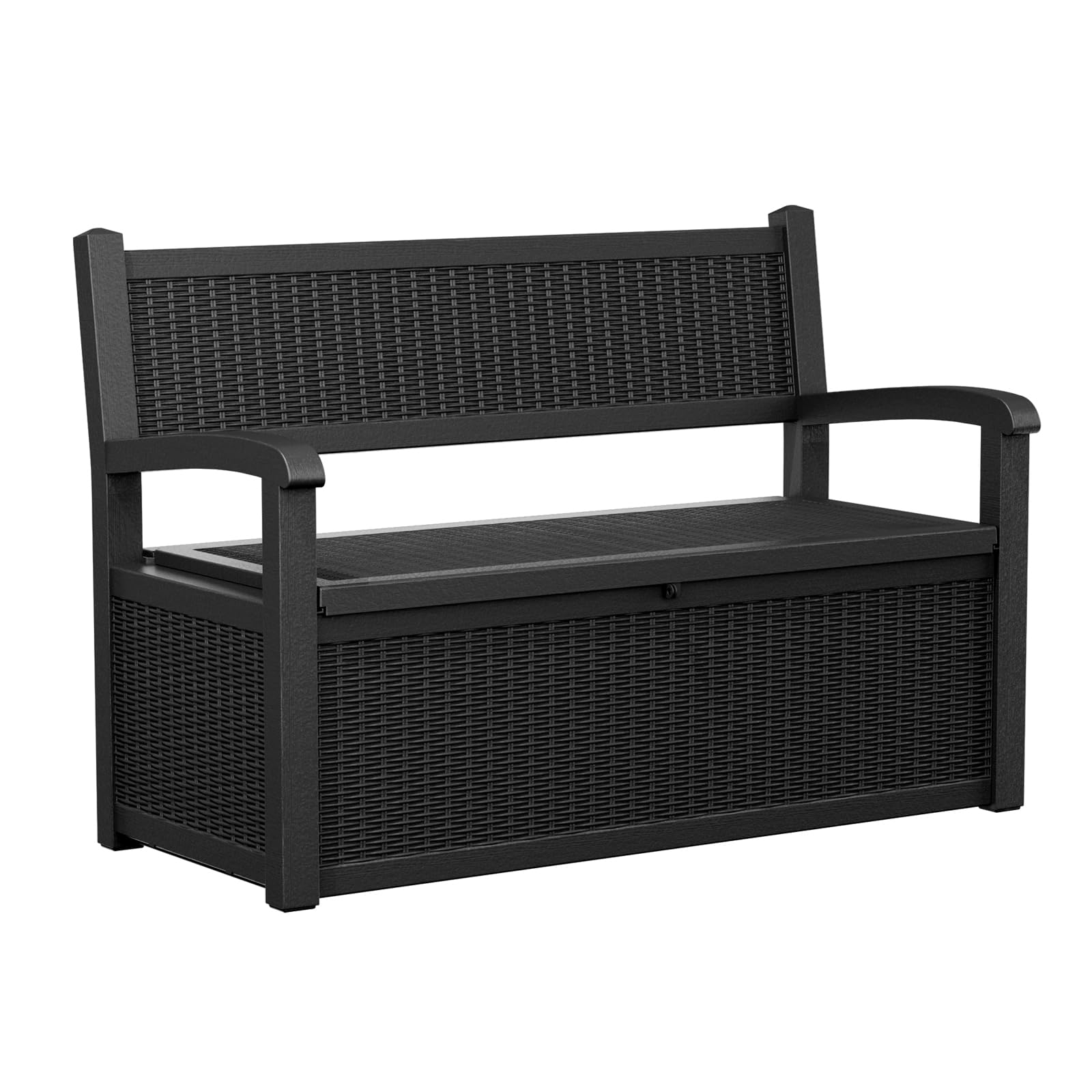 80 Gallon Outdoor Storage Bench Deck Box, Black | Waterproof Lockable,Outdoor St