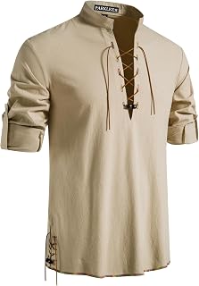 PARKLEES Men's Medieval Viking Pirate Vintage Lace Up Costume
