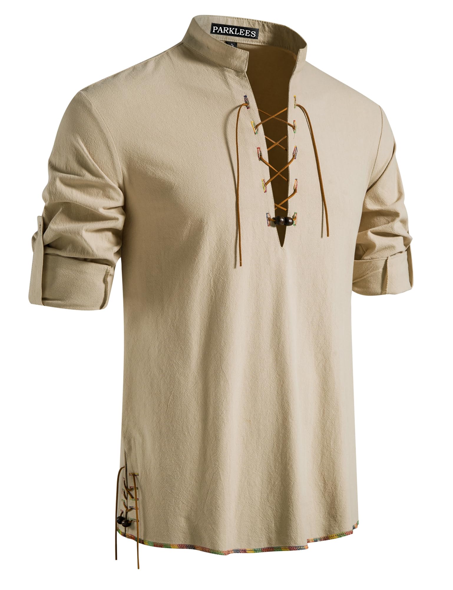 PARKLEES Men's Medieval Viking Pirate Vintage Lace Up Costume
