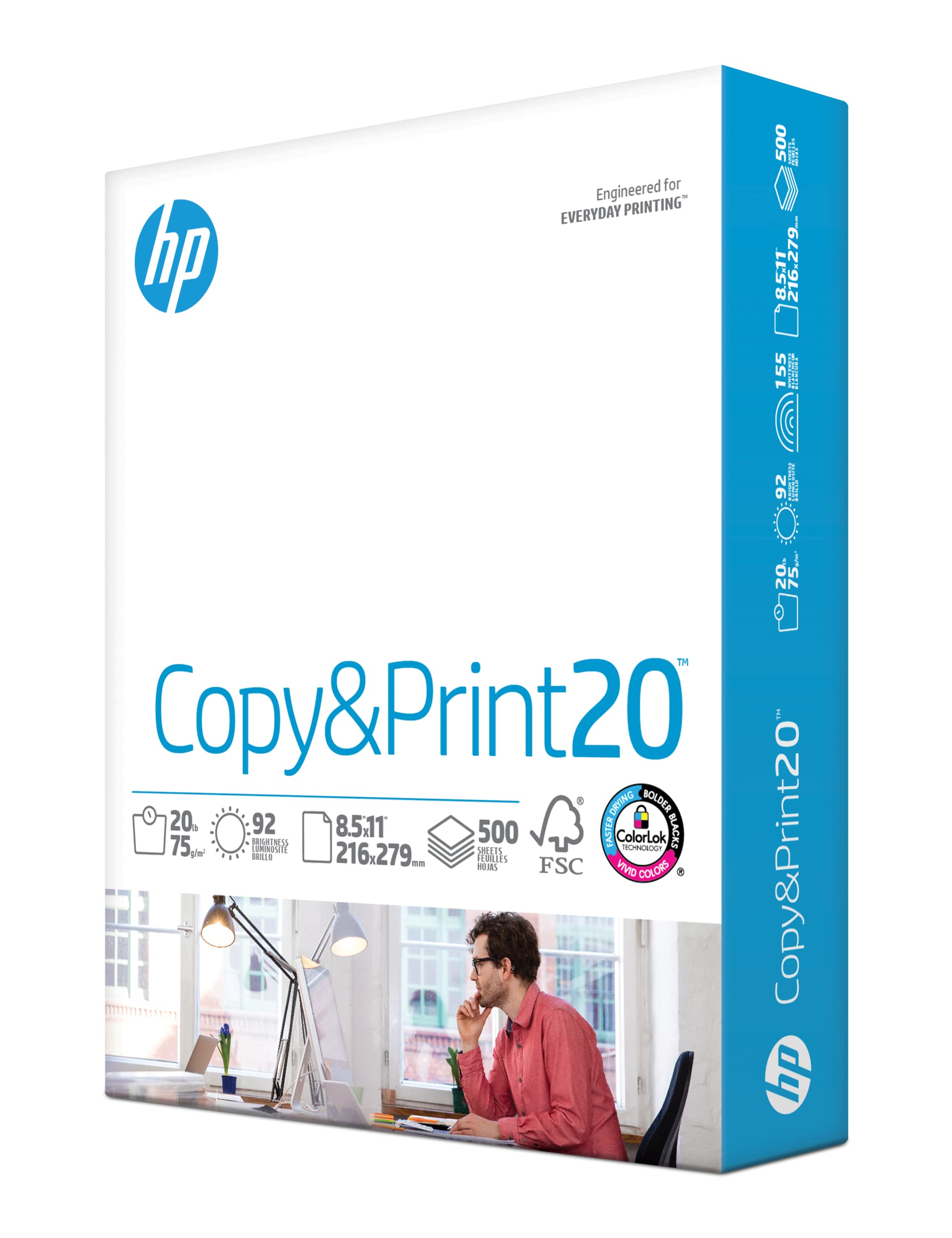 HP Printer Paper | 8.5 x 11 Paper | Copy &Print 20 lb | 1 Ream Case - 500 Sheets