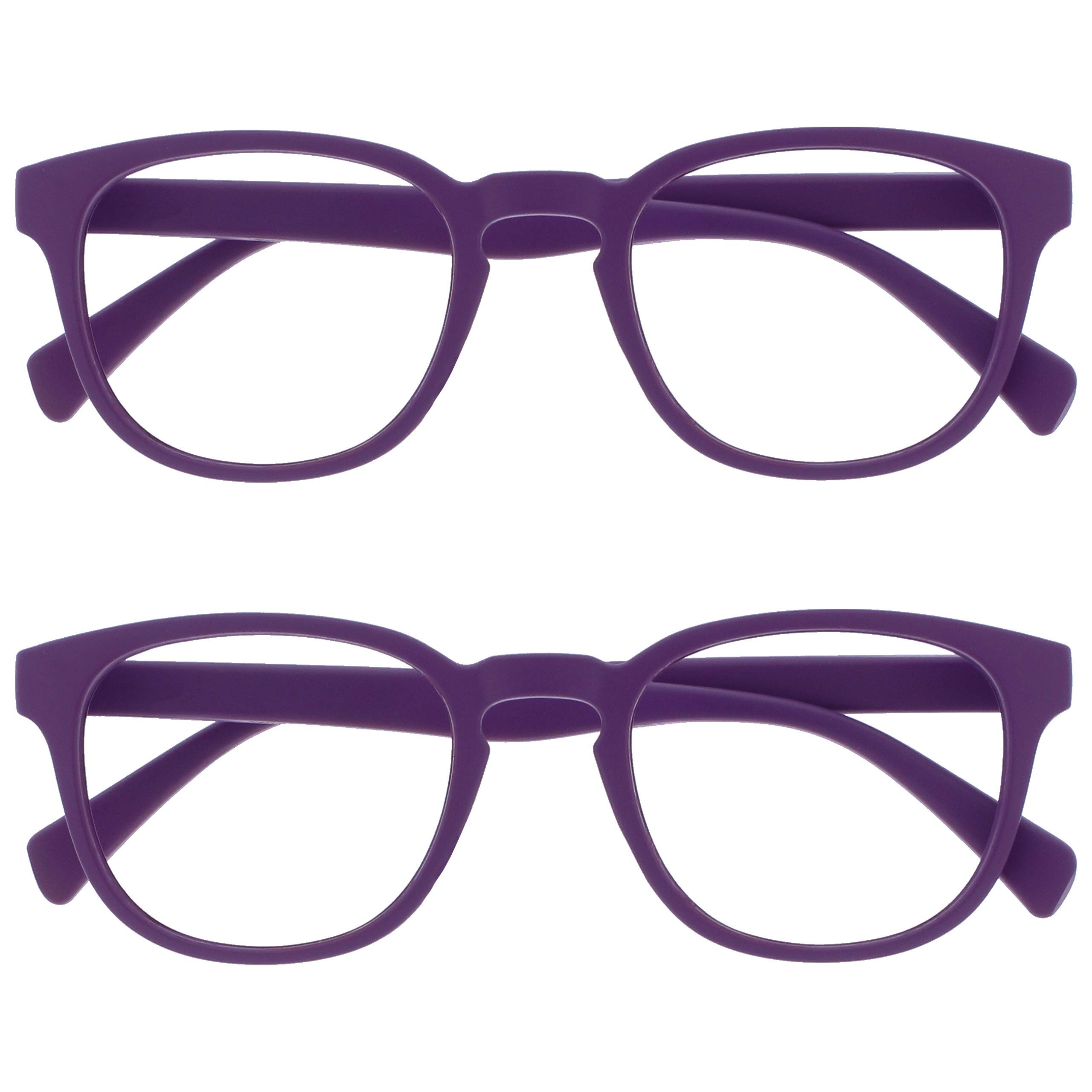 OPULIZE Pop 2 Pack Retro Round Purple Matte Smooth Men Women Reading Glasses Spr