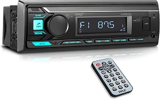Pyle Marine Bluetooth Stereo Radio - 12v Single DIN Style Boat In dash Radio Receiver System with Built-in Mic, Digital LCD, RCA, MP3, USB, AM FM Radio - Remote Control - PLMRB29B (Black)