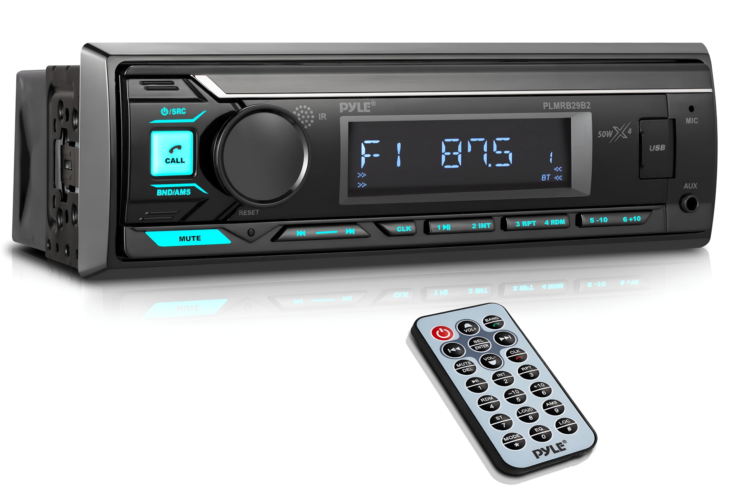 Pyle Marine Bluetooth Stereo Radio - 12v Single DIN Style Boat In dash Radio Rec