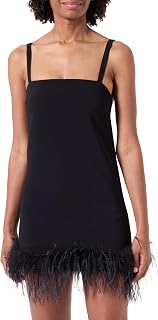 Pinko Trebbiano Women's Crepe Stretch Dress with Feathers Party Dress