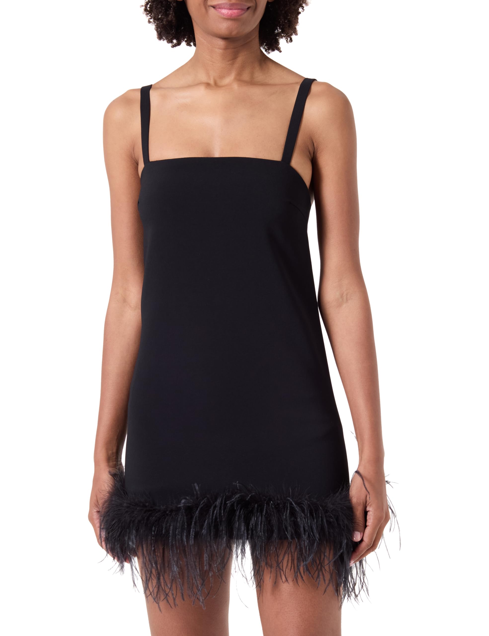 Pinko Trebbiano Women's Crepe Stretch Dress with Feathers Party Dress