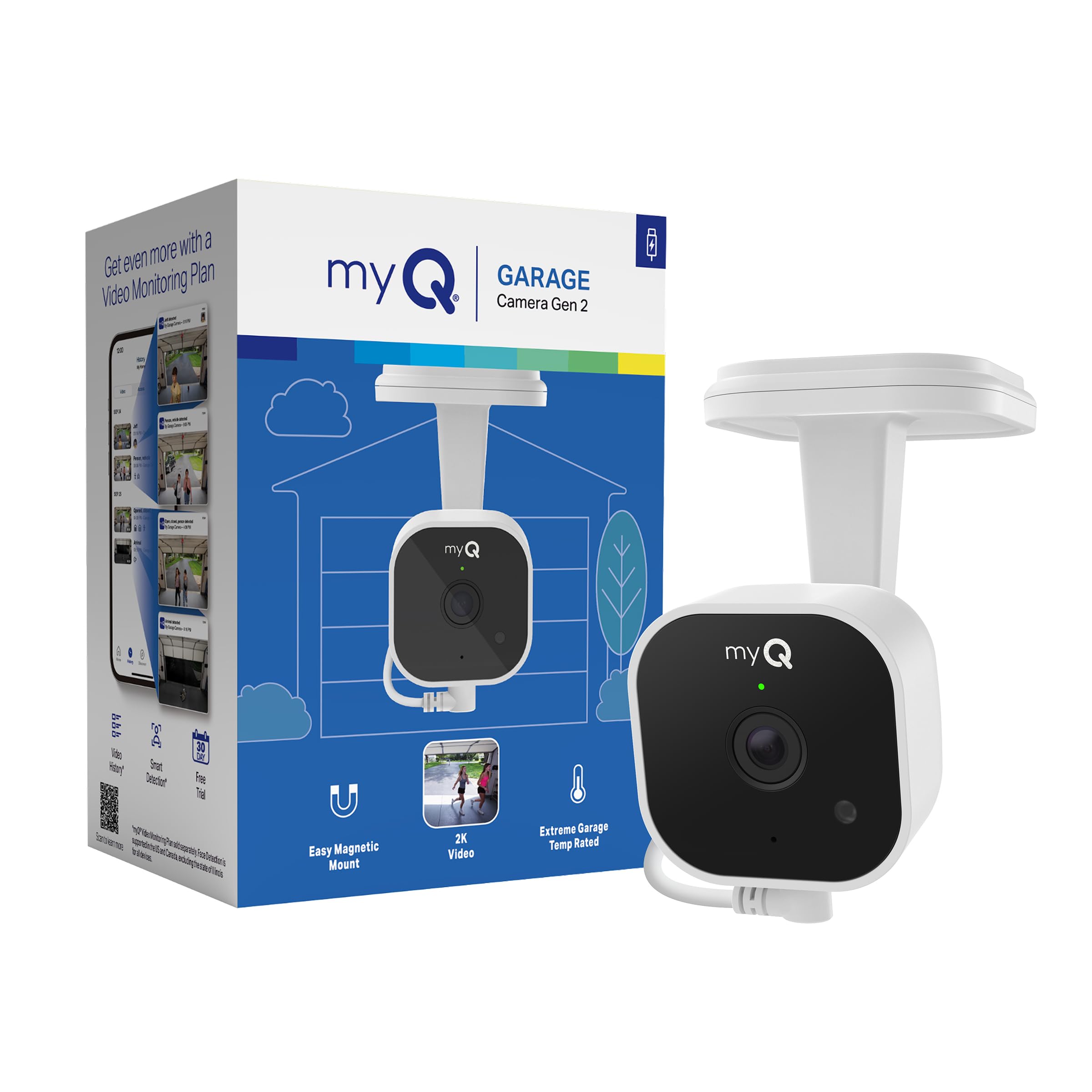myQ Garage Plug-in Camera Gen 2 – 2K Smart Wi-Fi Garage Camera with Night Vision