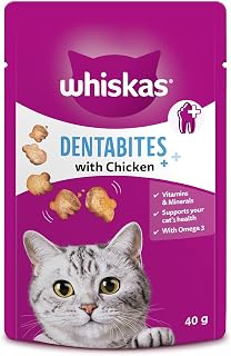 WHISKAS Dentabites 40g (Pack of 6) Adult Cat Treats with Chicken