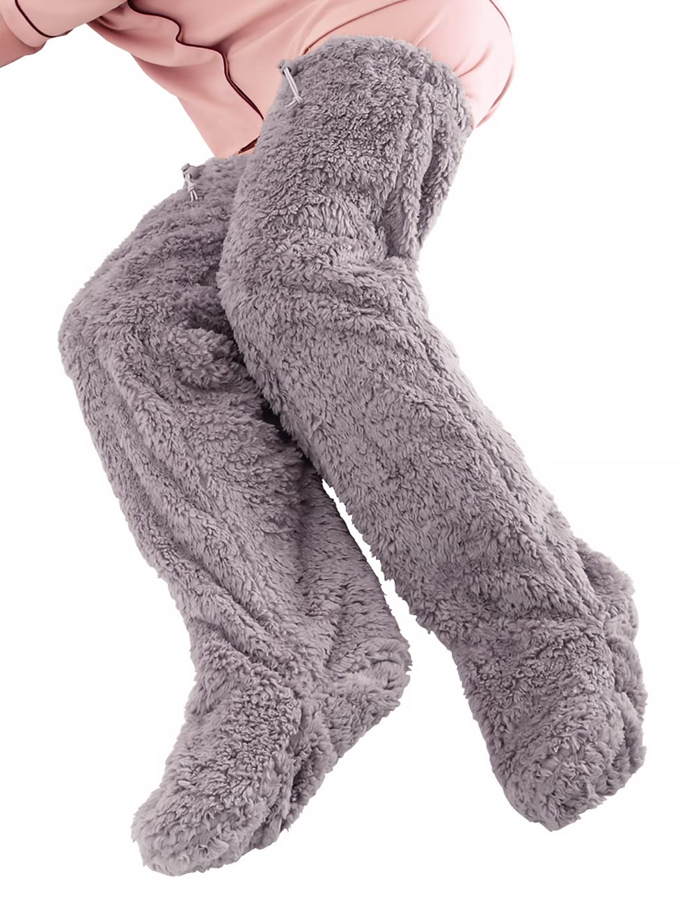 Alphax Room Socks, Ultra-Warm Long Cover with Stoppers, Gray, Medium Size