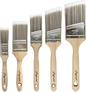 Magimate Paintbrush Set for Walls, Furniture Stain, Soft Sharped Filament Wood Handle Home Painting Brushes Pack of 5