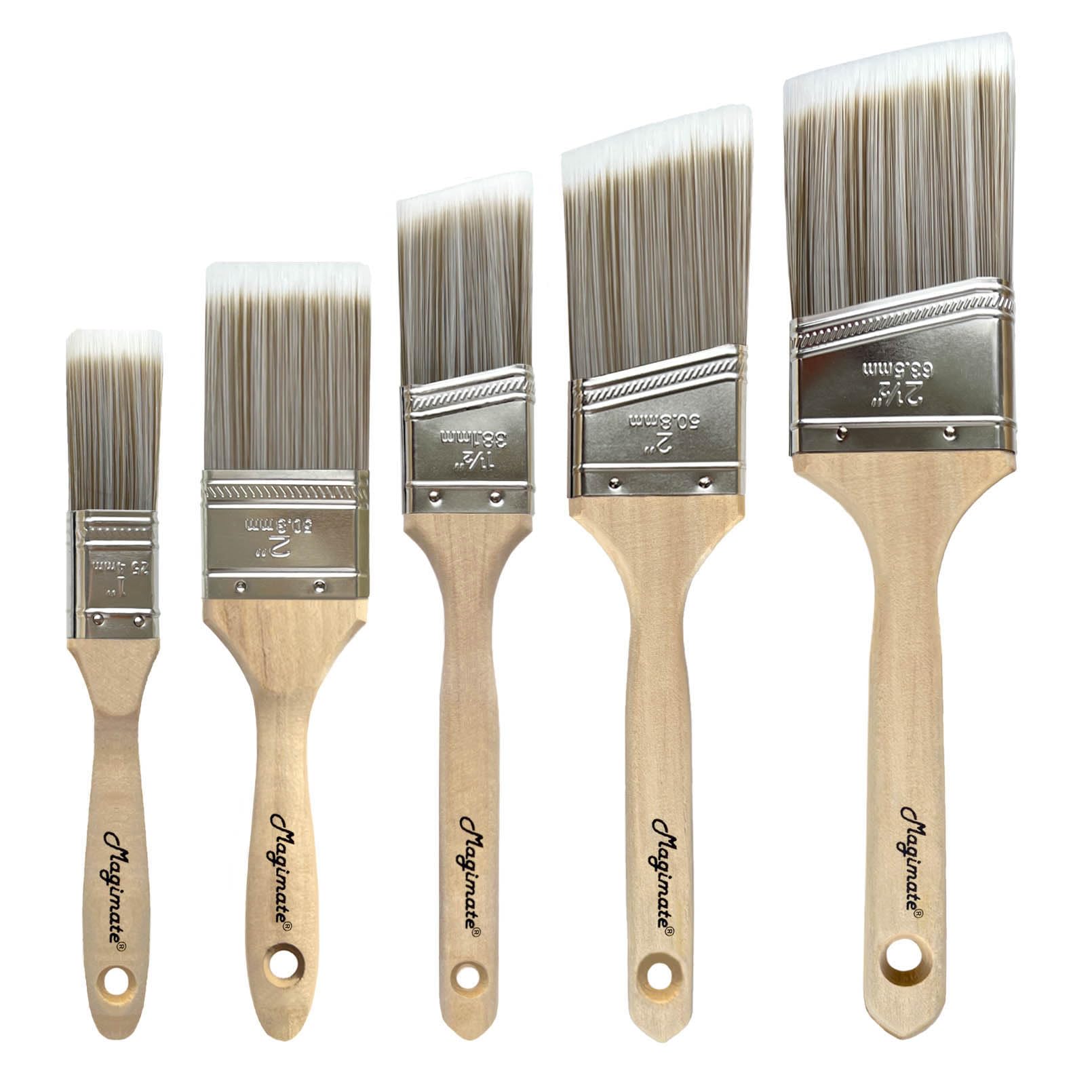 Magimate Paintbrush Set for Walls, Furniture Stain, Soft Sharped Filament Wood H