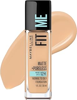 Maybelline Fit Me Matte + Poreless Liquid Oil-Free Foundation Makeup, Natural Beige, 1 Count (Packaging May Vary)