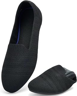 poemlady Women's Ballet Flats Slip On Knit Soft Round Toe Dress Shoes