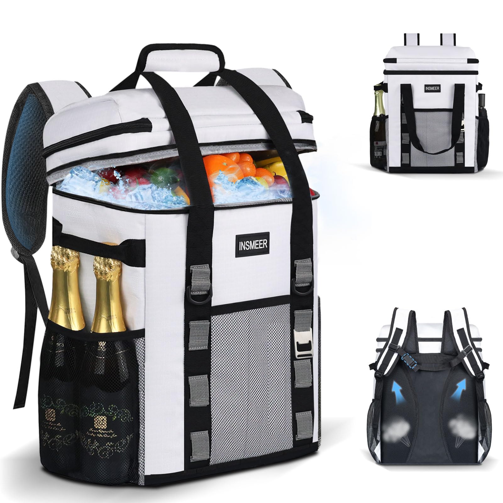 INSMEER 35L Leakproof Cooler Backpack, Insulated Cool Bag 60 Cans 12 Hours