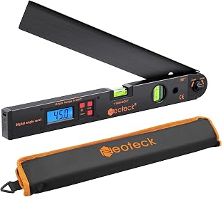 Neoteck 16 inch Digital Angle Finder 225°Aluminum Protractor LCD Backlight | Digital Angle Measuring Tool with Bubble Level Data Hold & Locking Knob Auto-Off for Woodworking Construction Machinery-Black