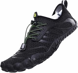 Water Shoes for Men and Women Beach Shoes Quick Dry Waterproof Surf Shoes Barefoot Water Sports for Sea River Aqua Swimming Shoes Unisex, Black/White, 9 UK