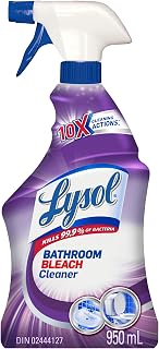 Lysol Bathroom Bleach Cleaner Trigger Spray, 950 mL | 10X Cleaning Actions, Bathroom & Toilet Cleaner, Mould & Mildew Removal, Kills Germs, Removes Soap Scum, Whitens Surfaces