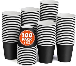 100 Pack 3oz Black Paper Cups for Bathroom