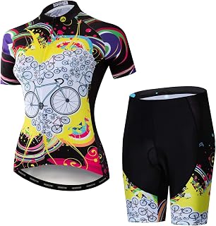 Hotlion Women's Cycling Jersey Set 3D Gel Padded Bike Clothes Breathable Bicycle Clothing Suit