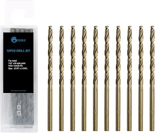 GMTOOLS 1/8 inch Cobalt Drill Bits, M35 HSS, 135 Degree Tip, Jobber Length Twist Drill Bit Set for Hard Metal, Stainless Steel, Cast Iron, Wood and Plastic, with Storage Case, Pack of 10