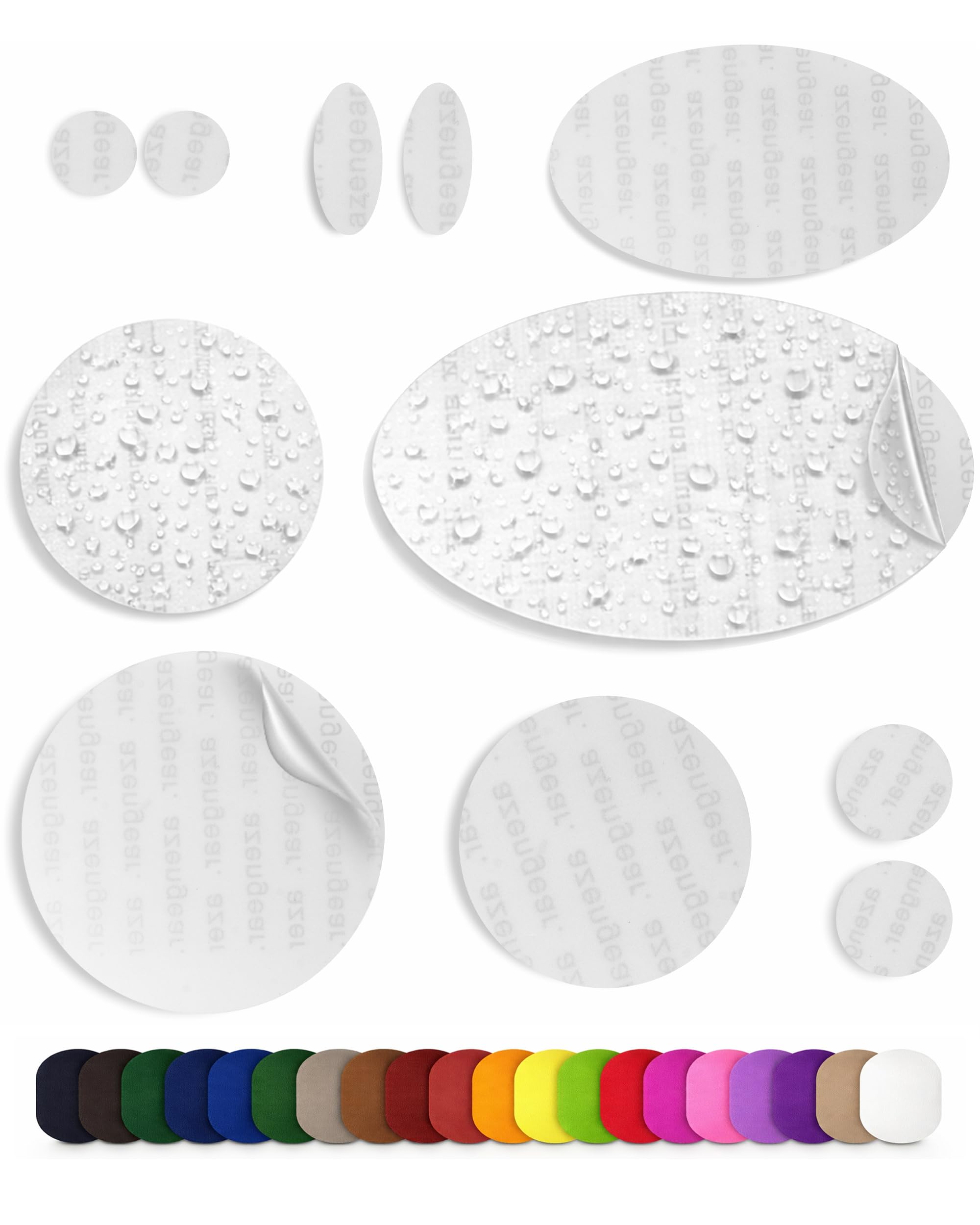 Stick-On Repair Patches for Down Jackets, Tents, 11 Pcs, Transparent | 30+ color