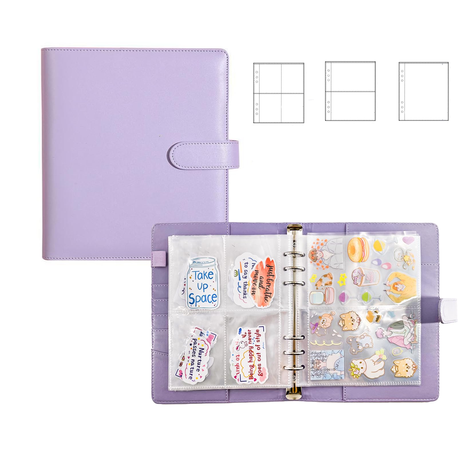 Sticker Binder Organizer with Storage Sleeves,Reusable Stickers Collecting Book 
