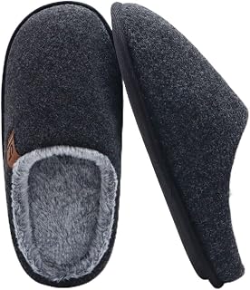 COFACE Mens Cozy Memory Foam Scuff Slippers Warm Slip On House Shoes