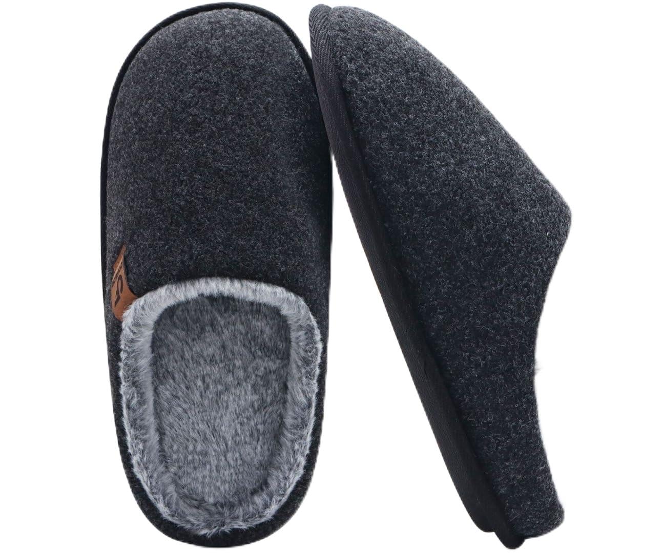 COFACE Mens Cozy Memory Foam Scuff Slippers Warm Slip On House Shoes