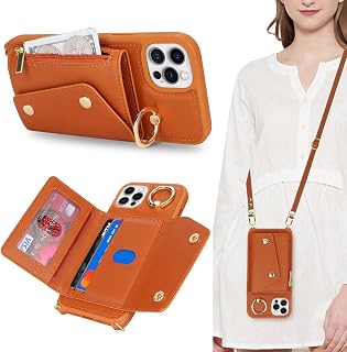 Lipvina Crossbody Wallet Case for iPhone 12,Brown