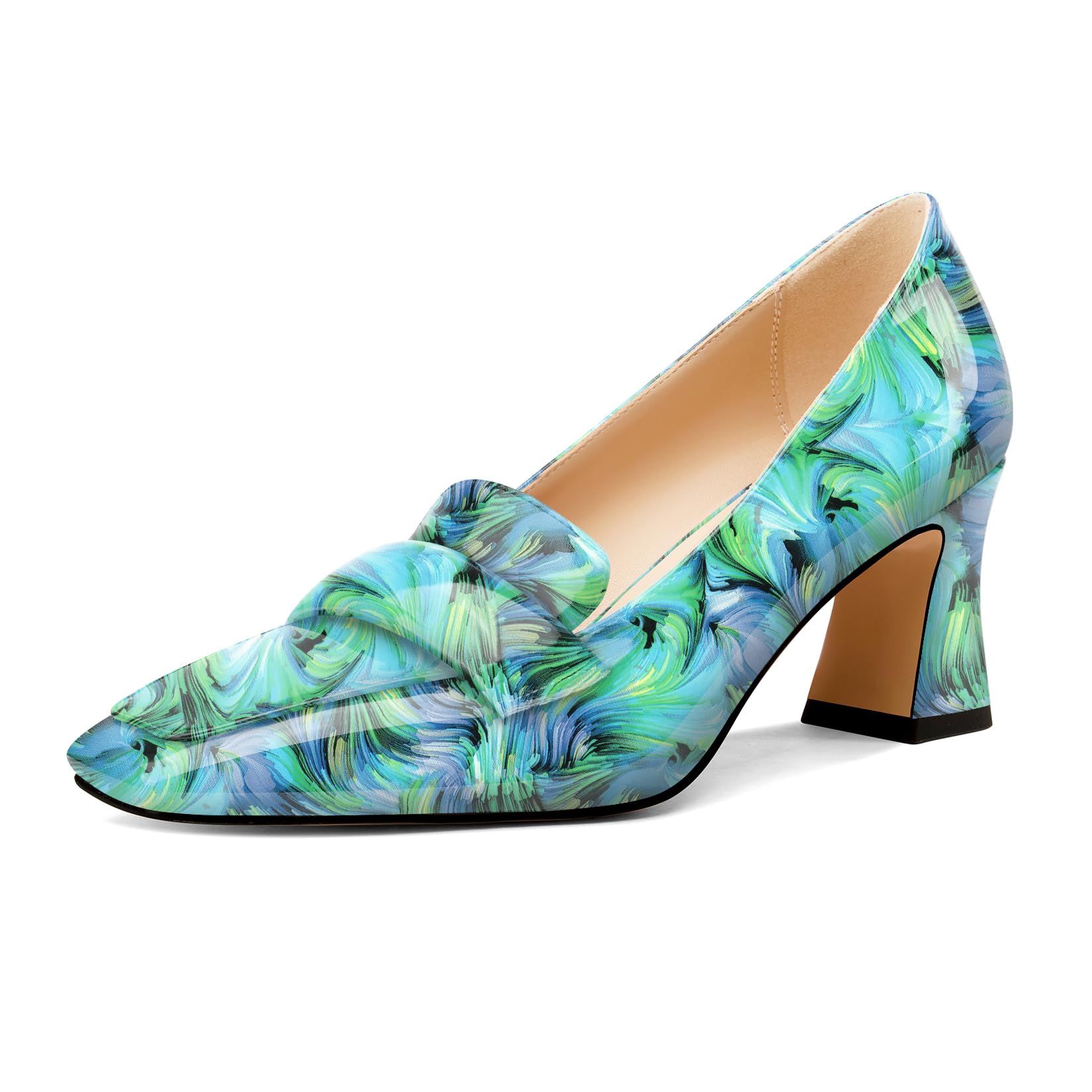 Castamere Women's Chunky Mid Width Square Heel Pointed Pumps Slip-on Office Dres