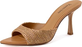 Heel Mules for Women Pointed Open Toe High Heel Sandals