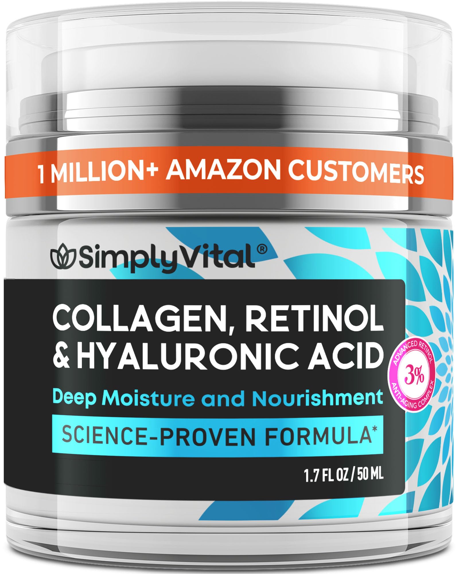 SimplyVital Face Moisturizer Retinol Collagen Hyaluronic Acid Cream 1.7 oz | Ant