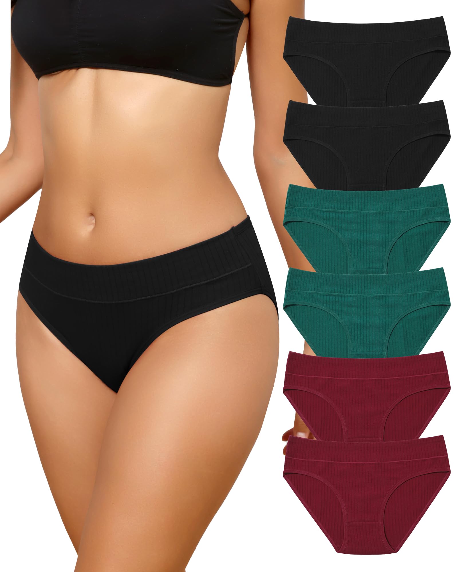 Cotton Underwear Women Hipster Soft Bikini Panties Cheeky 6 Pack