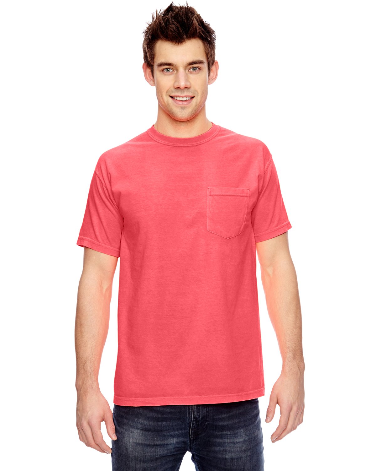 Comfort Colors Mens Pigment-Dyed Shirt - NEON RED ORANGE ss6030 M