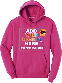 TEEAMORE Men Women Custom Hoodie Add Your Logo Photo Image Text Design Your Own Front and Back