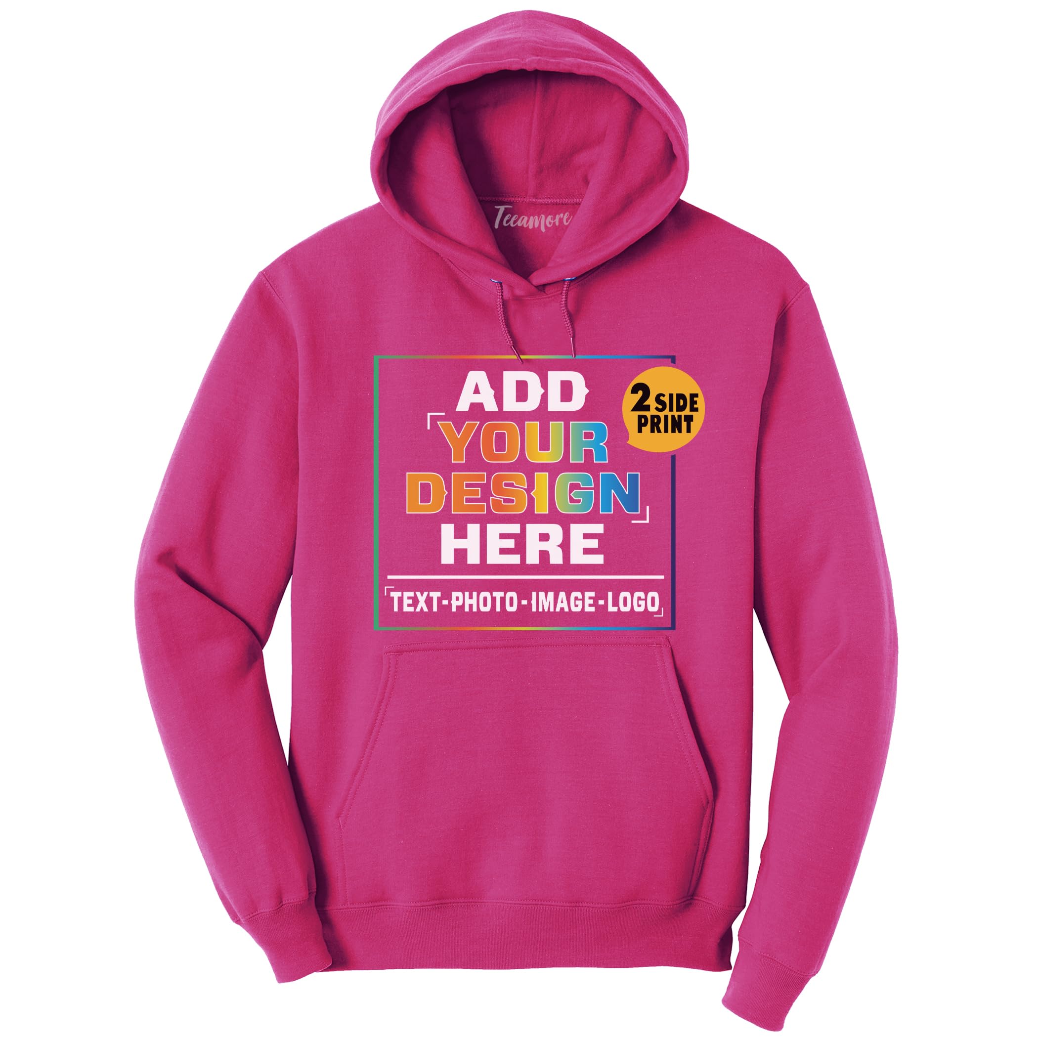 TEEAMORE Men Women Custom Hoodie Add Your Logo Photo Image Text Design Your Own 