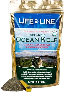 Life Line Organic Ocean Kelp Supplement for Dogs, Cats, Horses & Livestock | Natural Source of Iodine for Skin, Shiny Coat & Immune Support | Helps Reduce Tartar, Shedding & Aids Digestion – 1.5 lb