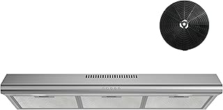 FIREGAS Under Cabinet Range Hood 36 inch, Slim Kitchen Vent Hood | Stainless Steel, Ducted/Ductless Convertible, 3-Speed Fan, 2 LED Lights, Top/Rear Vents, Charcoal Filter, Plug-in