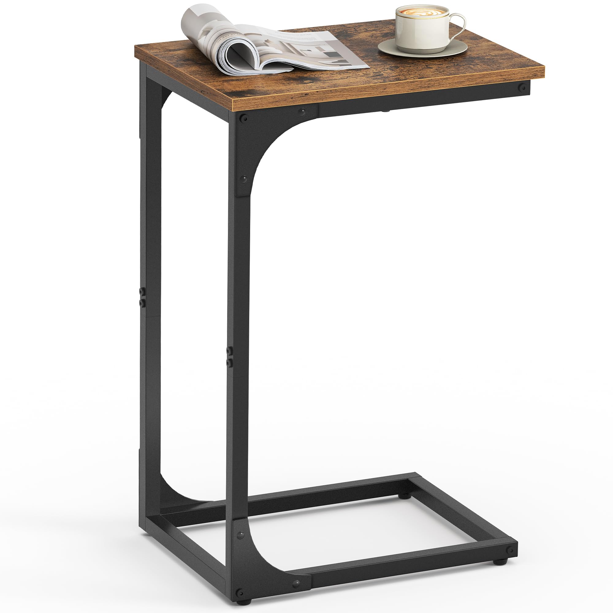 VASAGLE C-Shaped End Table, Small Side Table for Couch, Sofa Table with Metal Fr