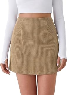 Cicy Bell Womens Corduroy Mini Skirt Casual A-line Skirts with Shorts