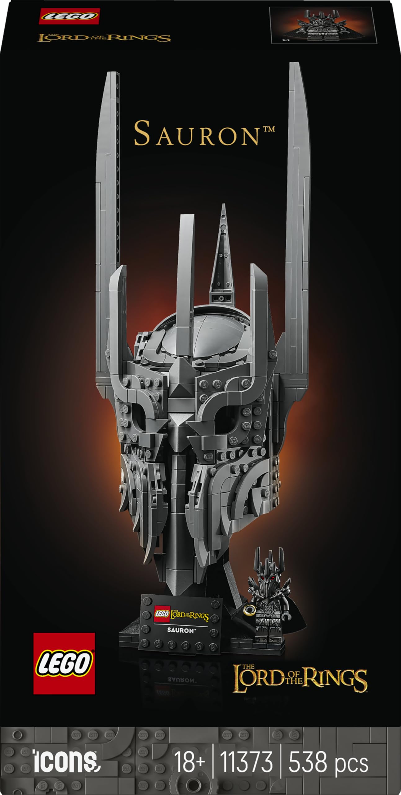 LEGO Icons The Lord of the Rings: Sauron's Helmet 11373 | Set for Adults, Displa