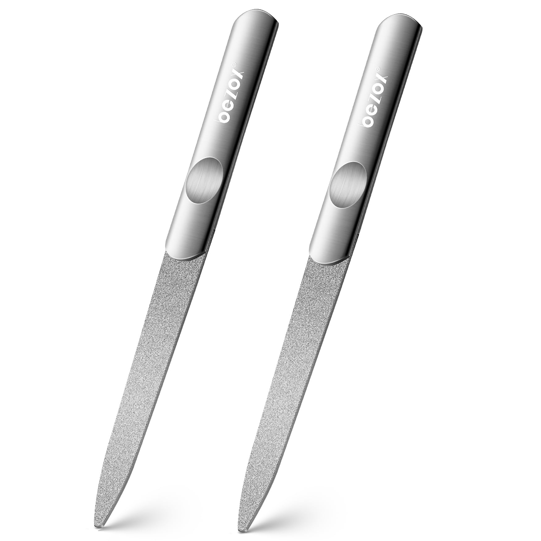 BEZOX Diamond Deb Nail File Set - 2 PCS Stainless Steel Double Sided Diamond Dus