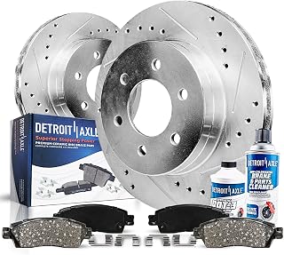 Detroit Axle - Front Brake Kit for 2003-2009 Toyota 4Runner | 2005-2023 Tacoma 2007-2014 FJ Cruiser, Drilled &amp; Slotted Brake Rotors and Ceramic Brake Pads Replacement 12.56" inch Rotor