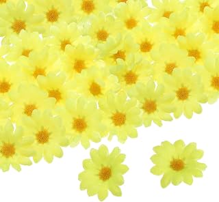 100 Pcs 1.6 Inch Silk Artificial Daisy Flowers Mini Artificial Daisy Flowers Bulk for DIY Crafts Wedding Bouquets Centerpieces Home Decor Yellow