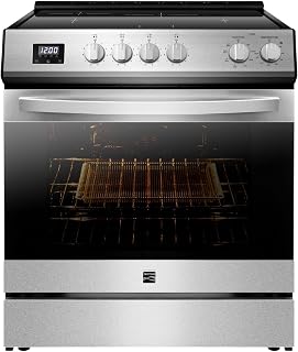 Kenmore 5 Cu. Ft. Front Control Induction Cooktop Electric Range Stove with 4 Elements, Self-Clean Oven, Precision Set Controls, Turbo Boil Induction Element, Stainless Steel
