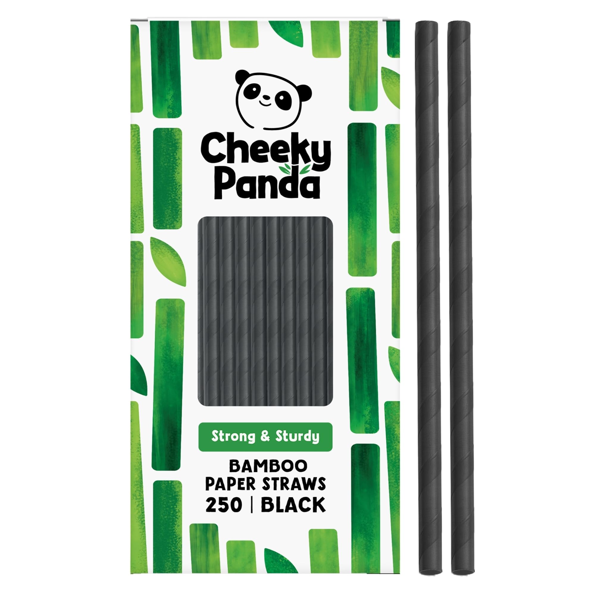 Cheeky Panda Bamboo Paper Straws | 250 Black Coloured Paper Drinking Straws | Pa