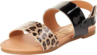 bebe Girls Sandals Open Toe Flats with Cushion and Glitter Straps