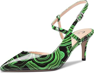 Castamere Women's Medium Pointed Toe Kittens Heel Ankle Strap Pumps Slingback Dress Sandals Buckle Office Shoes 6.5 cm Heels